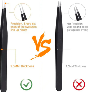 ชุดแหนบป้องกันไฟฟ้าสถิตย์ทำจากโลหะล้วนความแม่นยำสูง6ชิ้นสำหรับกำจัดและซ่อมแซมขนคิ้ว - Product Image 4