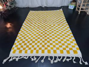 2025 Top Trending Custom Beni Ourain Alfombra amarilla Alfombra de comedor hecha a mano marroquí Alfombra de invierno a cuadros de proveedor mayorista - Product Image 2
