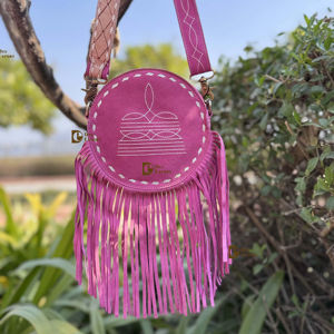 Bolso de mano de ante estilo vaquero con flecos redondos, diseño de última moda, color rosa, estilo bohemio para mujer, ¡gran oferta! - Product Image 1