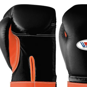 Gants de boxe professionnels en cuir noir et orange, poignet à velcro, gants d'entraînement et de sparring pour hommes et femmes - Product Image 4