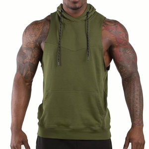 Gilet de gymnastique d'hiver décontracté pour hommes, confortable, sans manches, avec col ras du cou, impression personnalisée, gilet d'entraînement 100% coton - Product Image 3