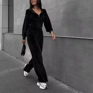 Body de Felpa Francesa con Logotipo Personalizado para Mujer, Chándal |   Conjunto Deportivo de 2 Piezas, Sudadera con Capucha y Pantalones Largos para Uso en Exteriores, Venta al por Mayor - Product Image 3