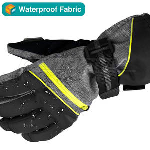 Gants de neige d'extérieur noir gris ligne néon avec paume antidérapante fermeture réglable chaud ajustement confortable gants de ski en gros - Product Image 2