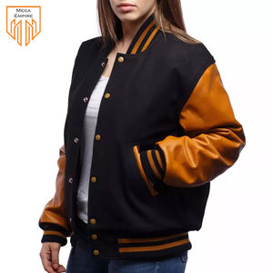 Chaqueta universitaria de cuero de calidad superior de venta superior Abrigos de cuello alto con logotipo universitario y béisbol bordados personalizados - Product Image 6