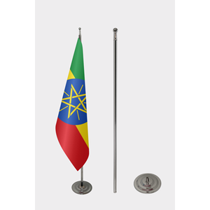 Ethiopia Official Indoor Custom <b>Flag</b> 3x5ft Satin and Silk with Aluminum <b>Pole</b> Pennant Style Digital Printing Custom Logo - Product Image 2