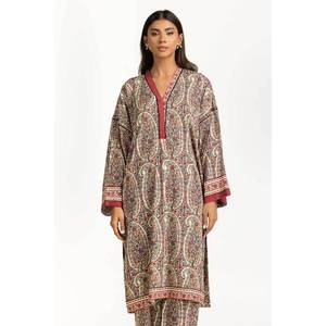 Ensemble coordonné imprimé en viscose style bohème IPST-55074 en tissu crêpe sans col - Product Image 5