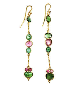 Pendientes colgantes largos de turmalina para mujer, Plata de Ley 925, chapado en oro Natural, piedras preciosas multicolor, joyería de moda - Product Image 5