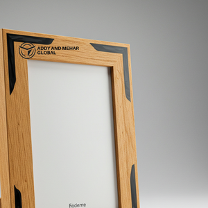 Marco de fotos de madera negro y marrón hecho a mano con esquinas incrustadas a rayas, diseño elegante de doble tono para decoración moderna de hogar y oficina - Product Image 3