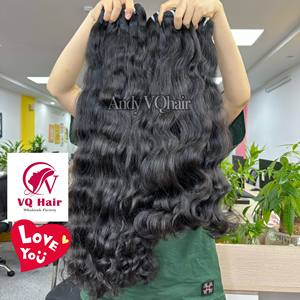 Venta caliente Virgin Raw Natural Wavy Bundle Extensiones de cabello humano vietnamita Máquina alineada con cutícula Trama Doble - Product Image 2