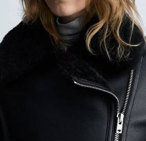 แจ็คเก็ตมอเตอร์ไซค์หนังวัวแท้คุณภาพสูงสำหรับผู้หญิง รุ่นใหม่ สำหรับฤดูร้อน ปกตั้ง ปิดซิป แต่งขอบขนแท้ - Product Image 6