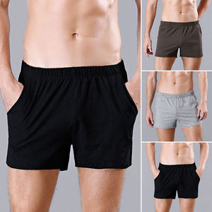Pantalones cortos de verano para hombre de calidad superior 100% tela de malla de algodón estilo Cargo con bolsillo Boxer Look cintura elástica teñida lisa - Product Image 6