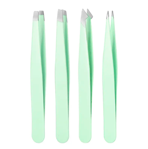 Ensemble professionnel de 4 pinces à sourcils en acier inoxydable 1.5mm d'épaisseur pointe oblique pointue et droite 4 pièces/ensemble - Product Image 5