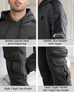 Chándal de 2 piezas para hombre, Sudadera con capucha atlética para correr, conjunto de traje de Jersey de manga larga deportivo informal para hombre - Product Image 3