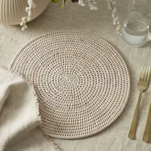 Mantel individual de ratán pintado a mano ecológico al por mayor decoración de mesa de comedor plato interior de estilo rural vietnamita de alta calidad para fiesta - Product Image 1