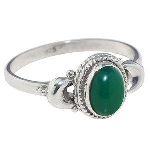 Superbes bagues en argent sterling 925 avec onyx vert en forme de cœur, sertissage clos, bijoux plaqués argent, exportateur en gros - Product Image 1