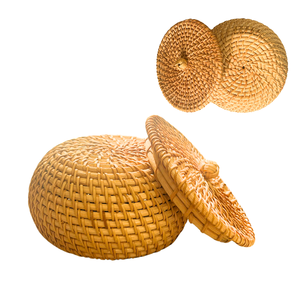 Conception écologique-Panier en rotin avec couvercle-Léger à 50 grammes-Parfait pour ranger les articles et les jouets de bébé - Product Image 1