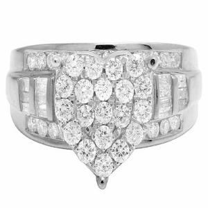 Diseño de corazón Moissanite redondo y Baguette racimo diamante nupcial anillo de boda Iced Out joyería de plata para mujeres regalo de aniversario - Product Image 5