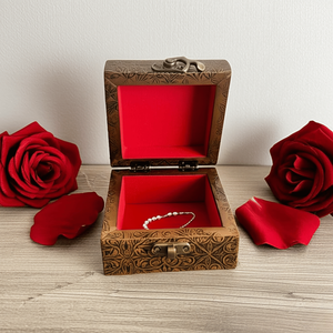 Luxurious Handcrafted Wooden Meenakari Art Jewellery <b>Box</b> Rectangle <b>Heart</b> <b>Shape</b> Travel-friendly Carton-packed Jewelry Storage - Product Image 1