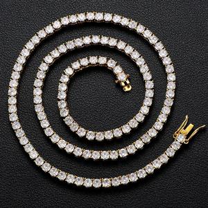Cadena de tenis de plata de ley 925 con diamantes VVS y moissanita, collar de alta calidad chapado en oro blanco de 18K con corte brillante Iced O - Product Image 2