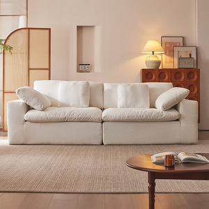 Compression One Seat Modern Living Room <b>Sofa</b> <b>Cream</b> Wabi-Sabi Wind Cotton Hemp Cloth Cloud Design - Product Image 5
