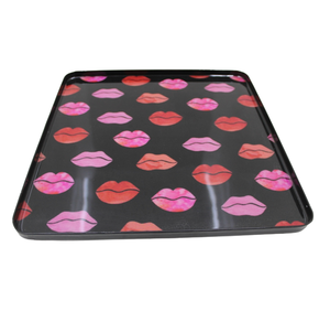 Autocollant émaillé Plateau de service en fer fini noir pour la décoration de mariages Plateau de service de style moderne fait à la main personnalisé - Product Image 1