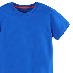 Prendas de vestir Temporada de verano Camiseta para niños Jersey de color azul Traje Transpirable Tela suave Top Camiseta de moda para niños pequeños - Product Image 3