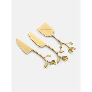 Ensemble d'épandeurs de beurre de fromage en laiton doré Poignée élégante en forme de feuille de fleur pour les hôtels, les restaurants et les ustensiles de cuisine - Product Image 1