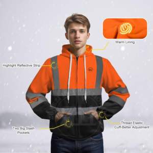 Working Safety Wear Men's Reflective Safety Hoodie for <b>Sale</b> Long Sleeve Safety Hoodie Custom Construction Breathable Hoodie - Product Image 2