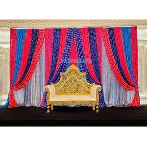 Modern Wedding <b>Party</b> Stage Drapes Decoration Pakistani Mehndi Night Zari Drapes <b>Backdrop</b> Colorful Mehndi Night Stage Zari Drape - Product Image 1