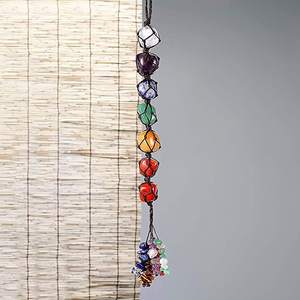 Pierres naturelles 7 chakras suspendus: cristaux de guérison Reiki cintre de fenêtre de voiture bonne chance décoration de la maison pierre précieuse Yoga méditation - Product Image 3