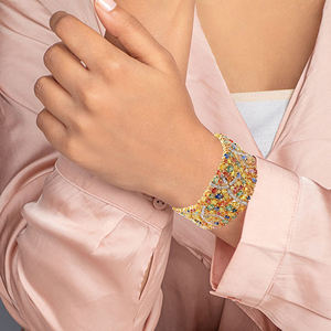 Pulsera de Diseño en Plata de Ley 925 con Zafiros Naturales Multicolores y Diamantes para Venta al por Mayor - Product Image 2