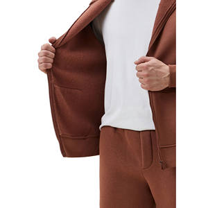 Nouveaux survêtements à fermeture éclair vierges, style décontracté, 100% polaire épais, 480 g/m², ensemble pantalon de survêtement et sweat-shirt personnalisé, prix de gros - Product Image 4