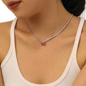 Cadenas DE TENIS personalizadas Collar de cadena de eslabones colgantes de plata de ley 925 IcedOut Cubic Zirconia Diamond Tennis Chain Precio al por mayor - Product Image 2