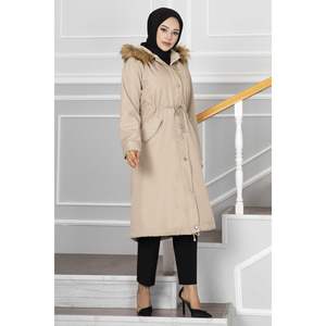 Ayla Tunnel Belted Hijab Coat para patrón regular multicolor Hecho en Turquía - Product Image 1