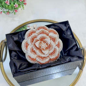 Glamorous Classic Half <b>Moon</b> Pearl Crystal PU Leather Clutch Bag for Women Party Casual Elegant Wedding Evening Handbag India - Product Image 1