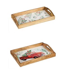 Bandeja de servicio impresa de madera de alta calidad para restaurantes y uso doméstico Bandeja de servicio hecha a mano Eid Festival - Product Image 5