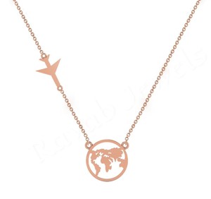 Kalung liontin bandul bumi ukiran lapis emas, Kalung aerophone perak Sterling 925 perhiasan minimalis berkualitas bagus - Product Image 2
