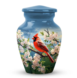 Urnes de crémation en métal de qualité supérieure Colibri Urnes commémoratives en aluminium fabriquées à la main Joint étanche à graver avec sac en velours - Product Image 1