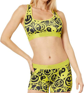 Short court en coton avec logo personnalisé pour femmes ensemble de fitness short d'été deux pièces écologique avec logo imprimé sur le devant - Product Image 3