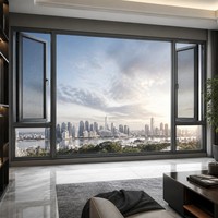 Fenêtre en aluminium à rupture de pont thermique 85S, triple vitrage, insonorisée, résistante aux ouragans, avec moustiquaire pour villa et hôtel