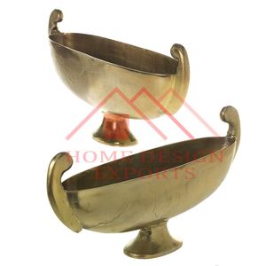 Florero dorado en forma de barco de aluminio para mesa, centro de mesa para decoraciones de boda, diseño único, forma de barco, florero - Product Image 1