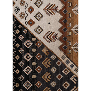 Alfombra Manchaha 9x12 de Lana y Seda de Bambú Anudada a Mano, Gris y Negra con Patrón Geométrico para Sala de Estar, Pasillo, Rectangular LES-463-C - Product Image 3