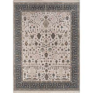 Cyanna <b>Boho</b> Floral Wool <b>Rugs</b> Hand Knotted 9x12 Ivory Rectangle for Home Living Room and Bedroom EPR-1512 - Product Image 1