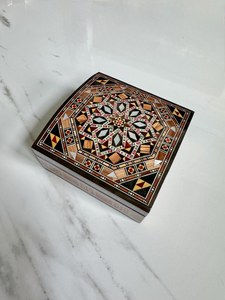 Traditional Artisan Crafted Wooden Mother Pearl Inlay Engraved <b>Floral</b> Design Customizable Shape Jewelry <b>Box</b> Luxury Decorative - Product Image 3
