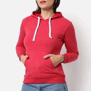 Sweats à capuche pour femmes de haute qualité personnalisés, 100% coton, décontractés d'hiver, uni, dentelle sur le devant par RSW - Product Image 2
