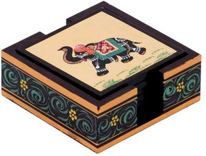 Juego de posavasos de té decorativos con diseño de elefante con acabado brillante, alfombrillas y almohadillas elegantes - Product Image 2