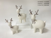 Ornement de renne de Noël blanc en céramique Offre Spéciale mignon avec écharpe tricotée Festival décor de maison de Noël
