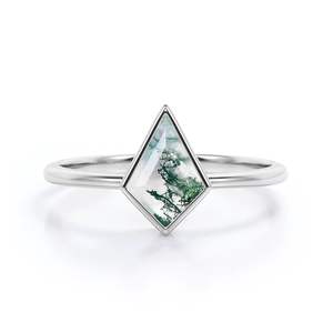 Anillo de piedra preciosa con forma de cometa verde de ágata musgo de Plata de Ley 925 - Product Image 6