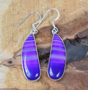Pendientes de Ágata de Botswana Púrpura, Plata de Ley 925, Hechos a Mano, Joyería de Piedras Preciosas, Regalo de Moda para Mujer - Product Image 3