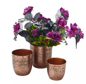 Designer Two Toned Color Nickel Plated Flower <b>Vase</b> Aluminum Hammered <b>Texture</b> Cone Shape Unique Style Fancy Wedding Flower <b>Vase</b> - Product Image 2